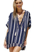 Sexy Pool Party Beach Kimono in Navy Stripe